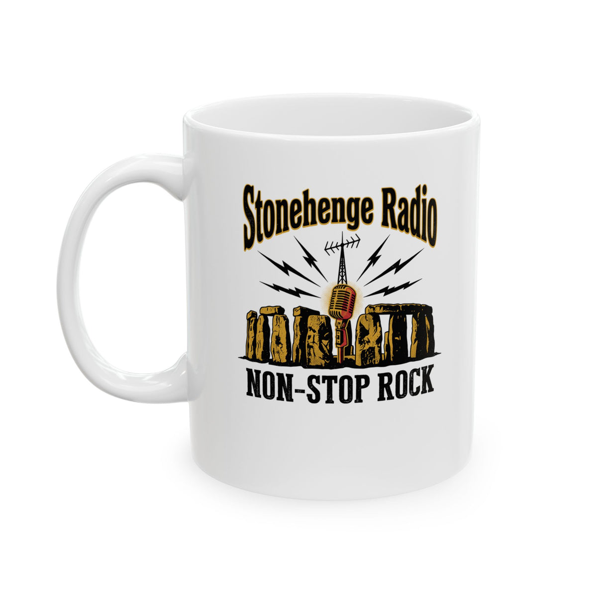 Stonehenge Radio Non-Stop Rock Ceramic Mug, (11oz, 15oz)