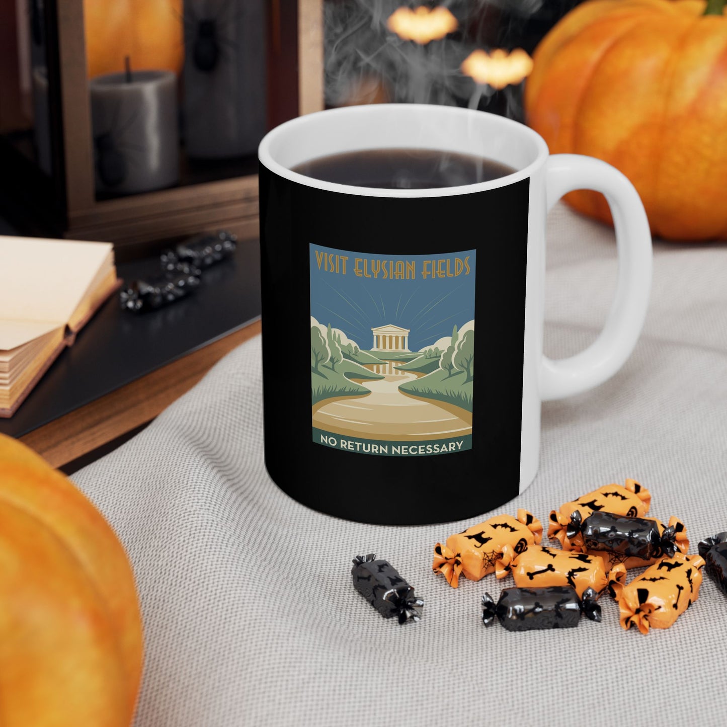 Visit Elysian Fields Retro Tourism Ceramic Mug, (11oz, 15oz)