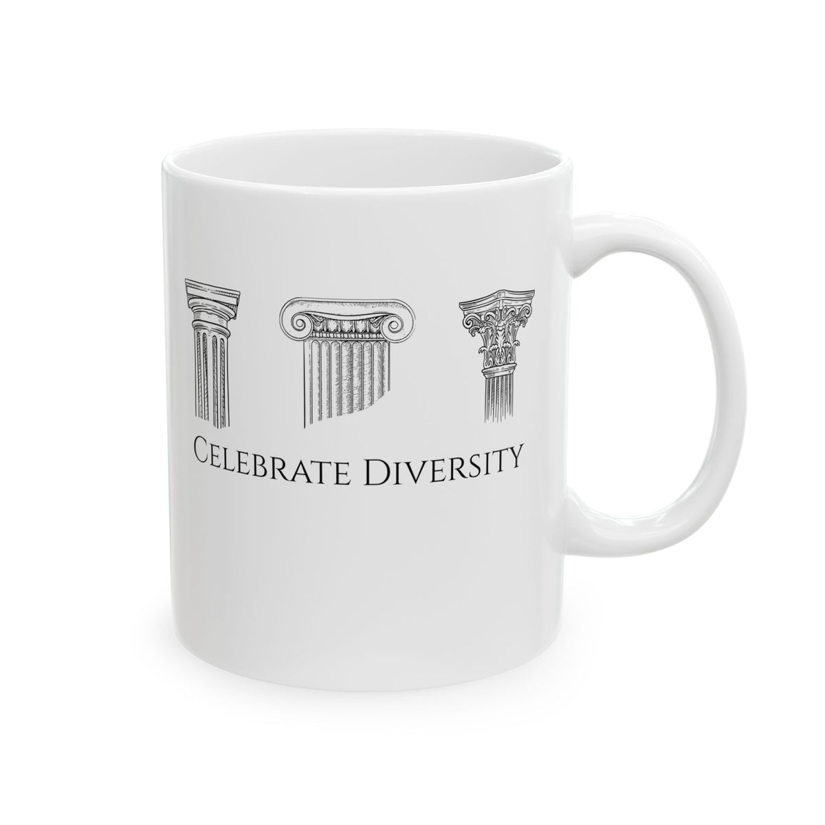 Celebrate Diversity Greek Columns Ceramic Mug, (11oz, 15oz)