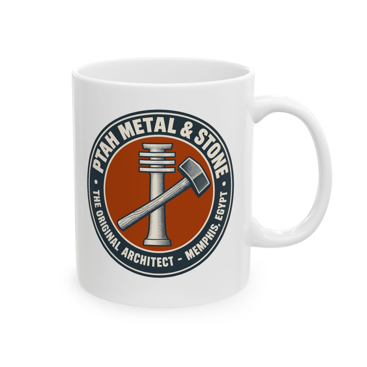 Ptah Metal & Stone Ceramic Mug, (11oz, 15oz)