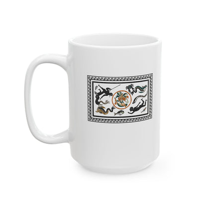 Marine Fish Scene Pompeii Mosaic Ceramic Mug, (11oz, 15oz)