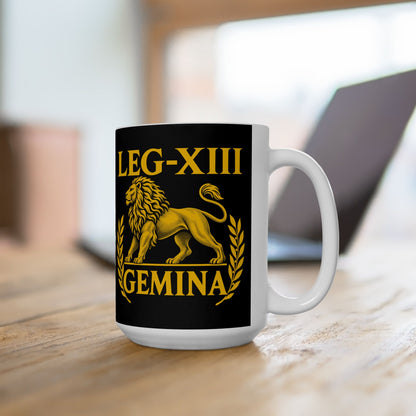 Legio XIII Gemina Lion Inscription Ceramic Mug, (11oz, 15oz)