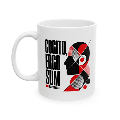 Cogito Ergo Sum Swiss Typography Ceramic Mug, (11oz, 15oz)