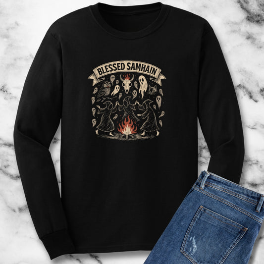 Blessed Samhain Pagan Halloween Unisex Long Sleeve Tee