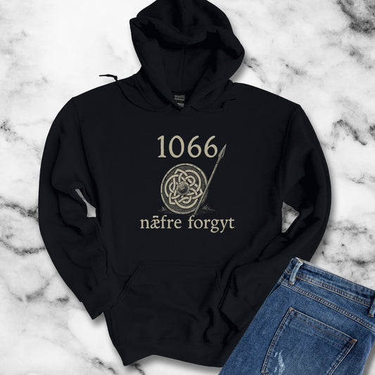 1066 Never Forget Battle of Hastings in Old English Unisex Heavy Blend™ Hooded Sweatshirt
