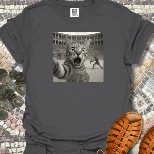 Cat Selfie Roman Gladiator Colosseum T-Shirt