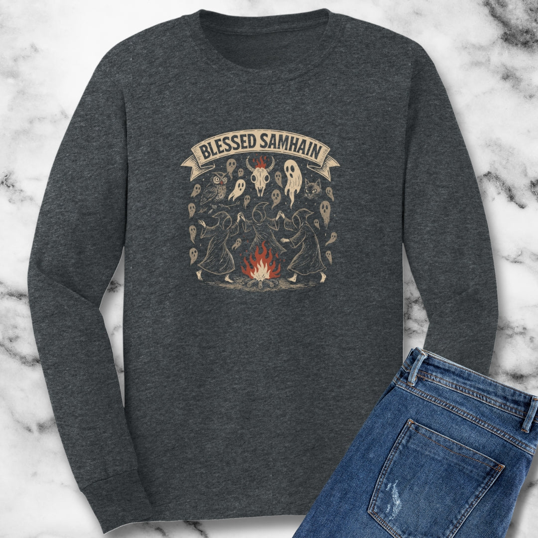 Blessed Samhain Pagan Halloween Unisex Long Sleeve Tee