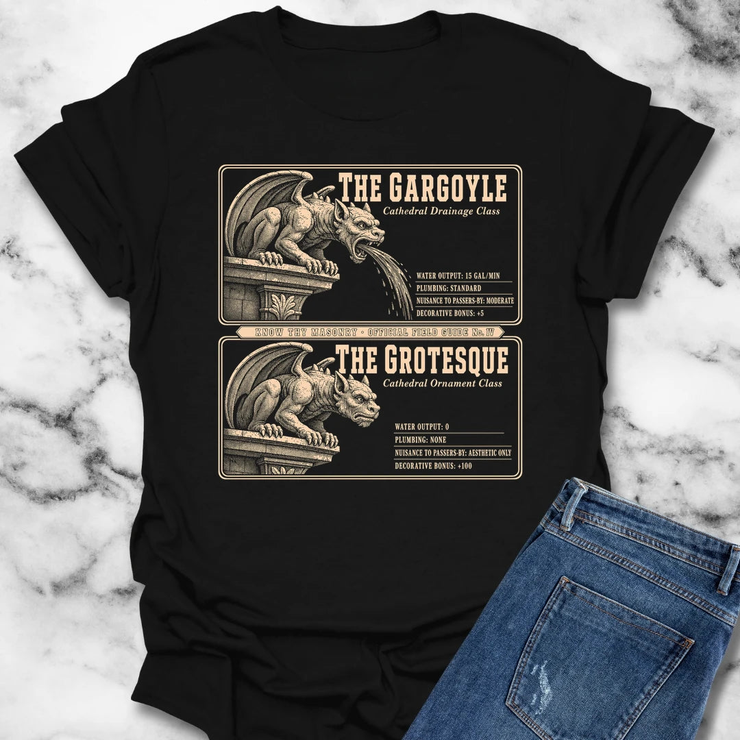 Gargoyle vs Grotesque Field Guide T-Shirt