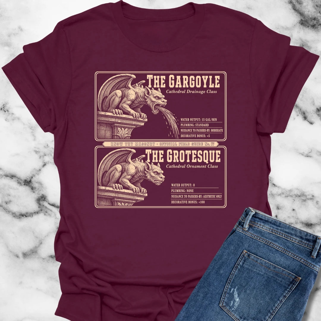 Gargoyle vs Grotesque Field Guide T-Shirt