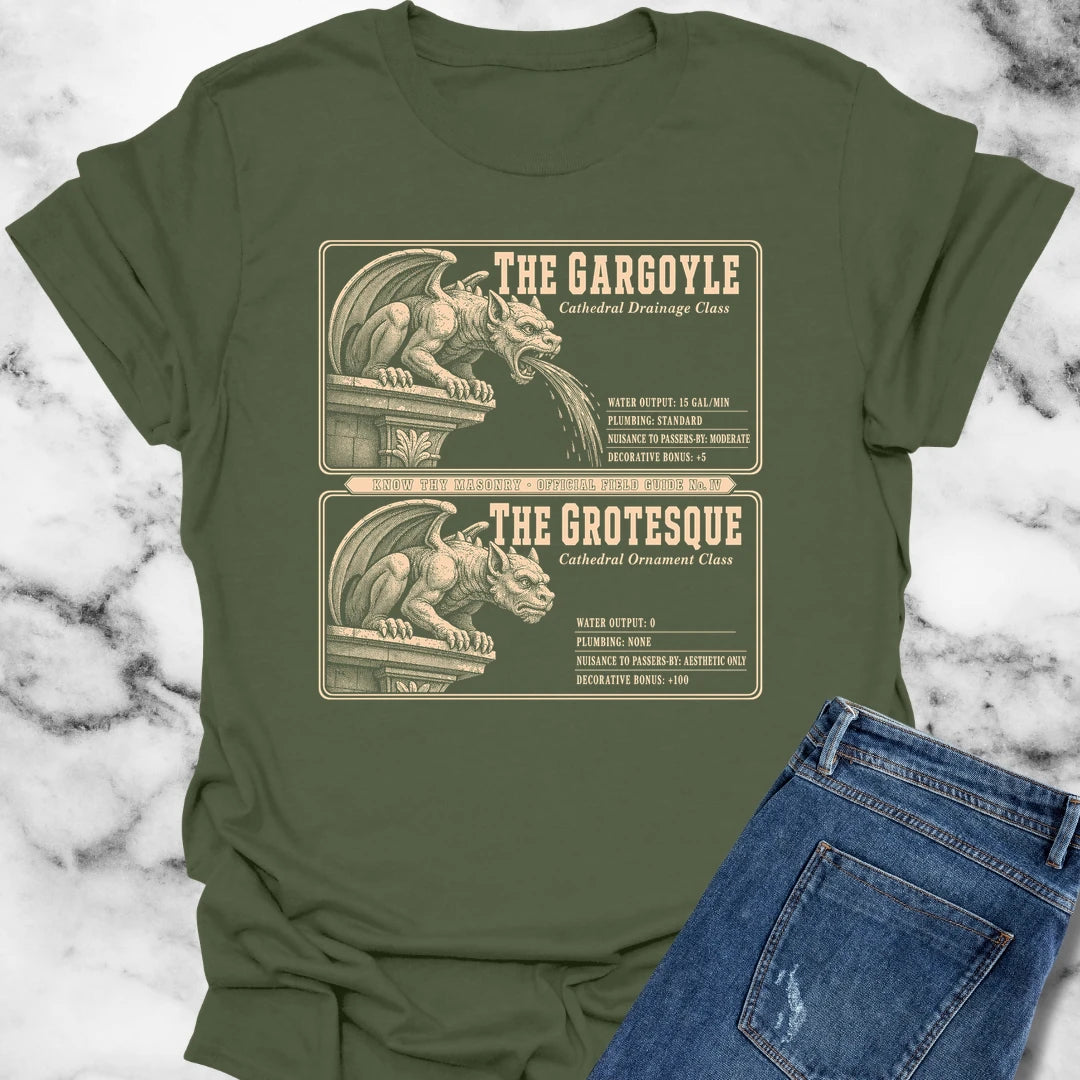 Gargoyle vs Grotesque Field Guide T-Shirt