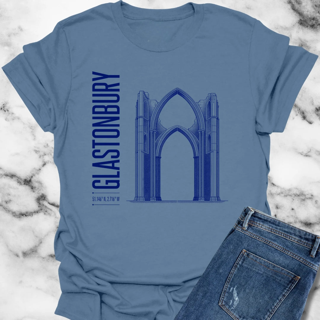 Glastonbury Abbey Blueprint T-Shirt