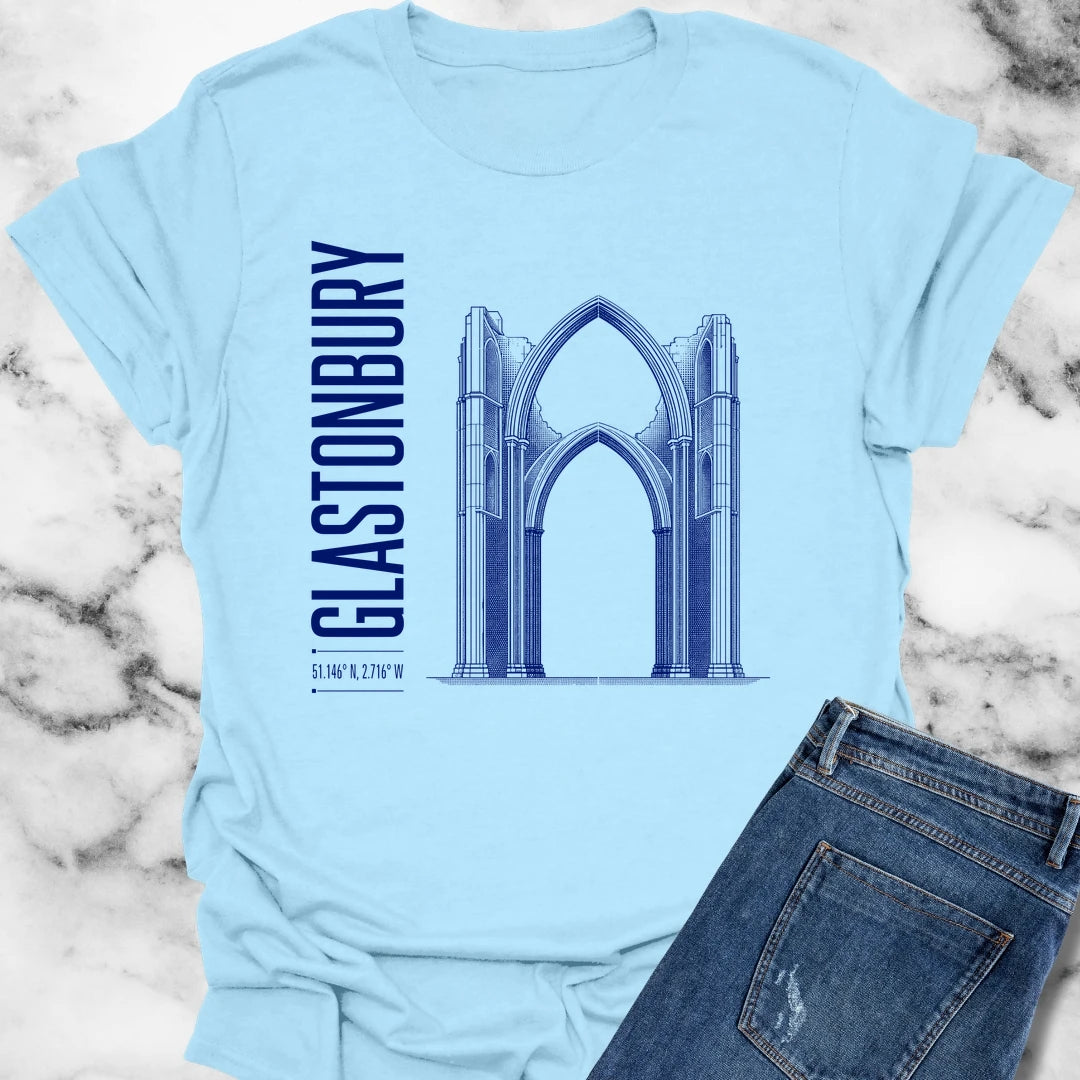 Glastonbury Abbey Blueprint T-Shirt