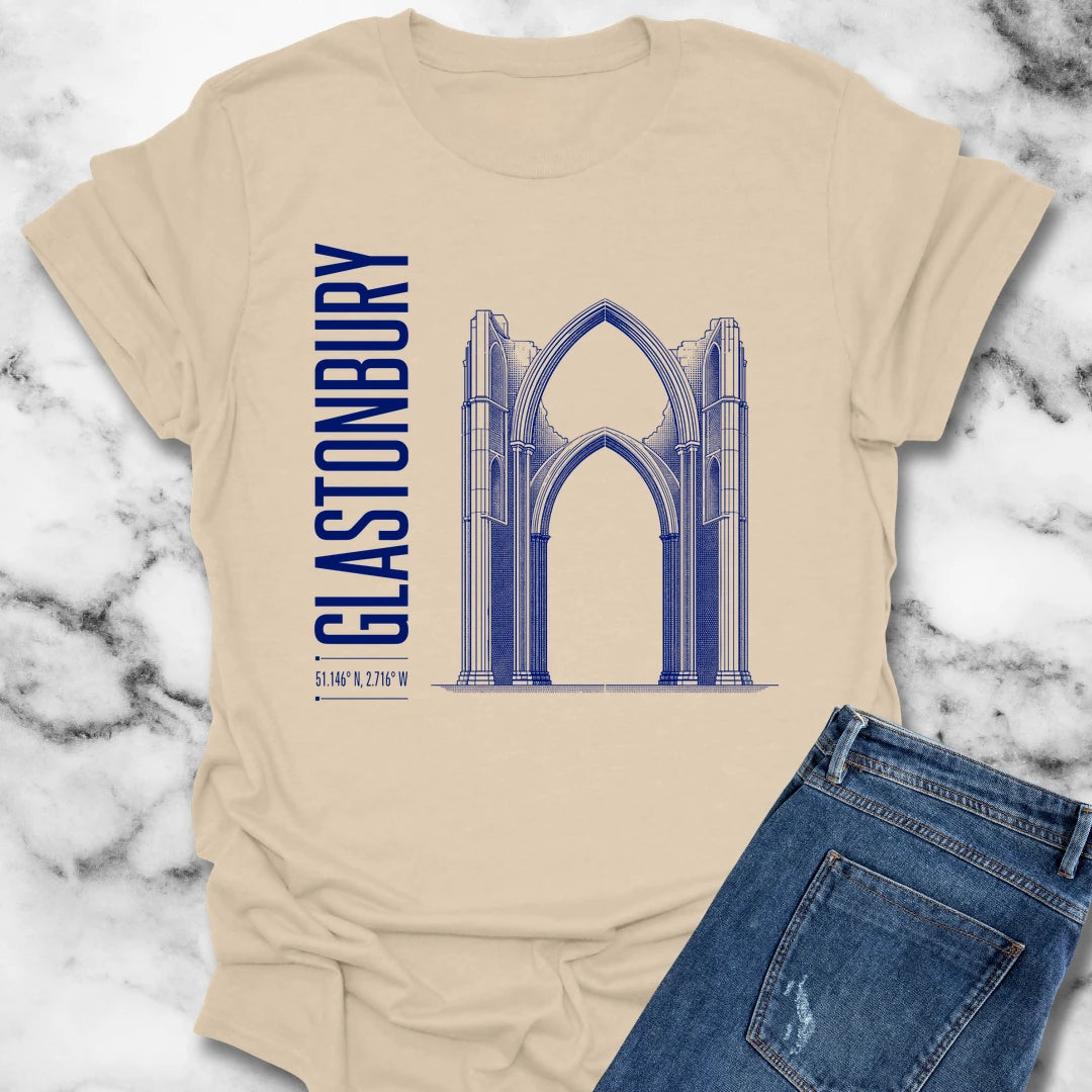 Glastonbury Abbey Blueprint T-Shirt