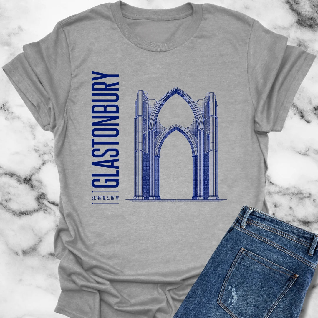 Glastonbury Abbey Blueprint T-Shirt