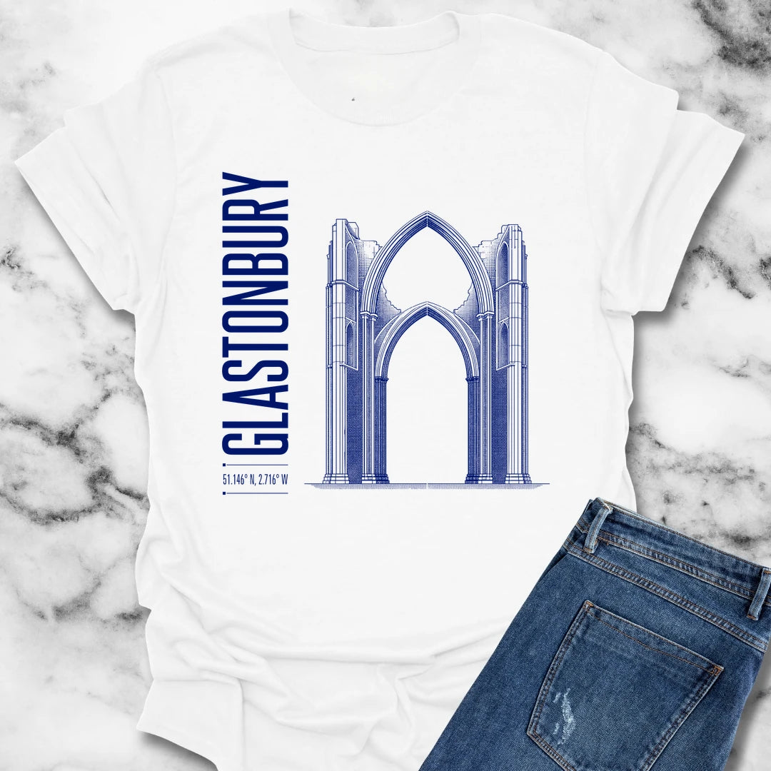 Glastonbury Abbey Blueprint T-Shirt
