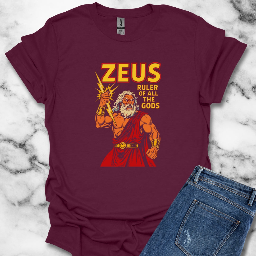Zeus Ruler of All the Gods Comic Book Style T-Shirt