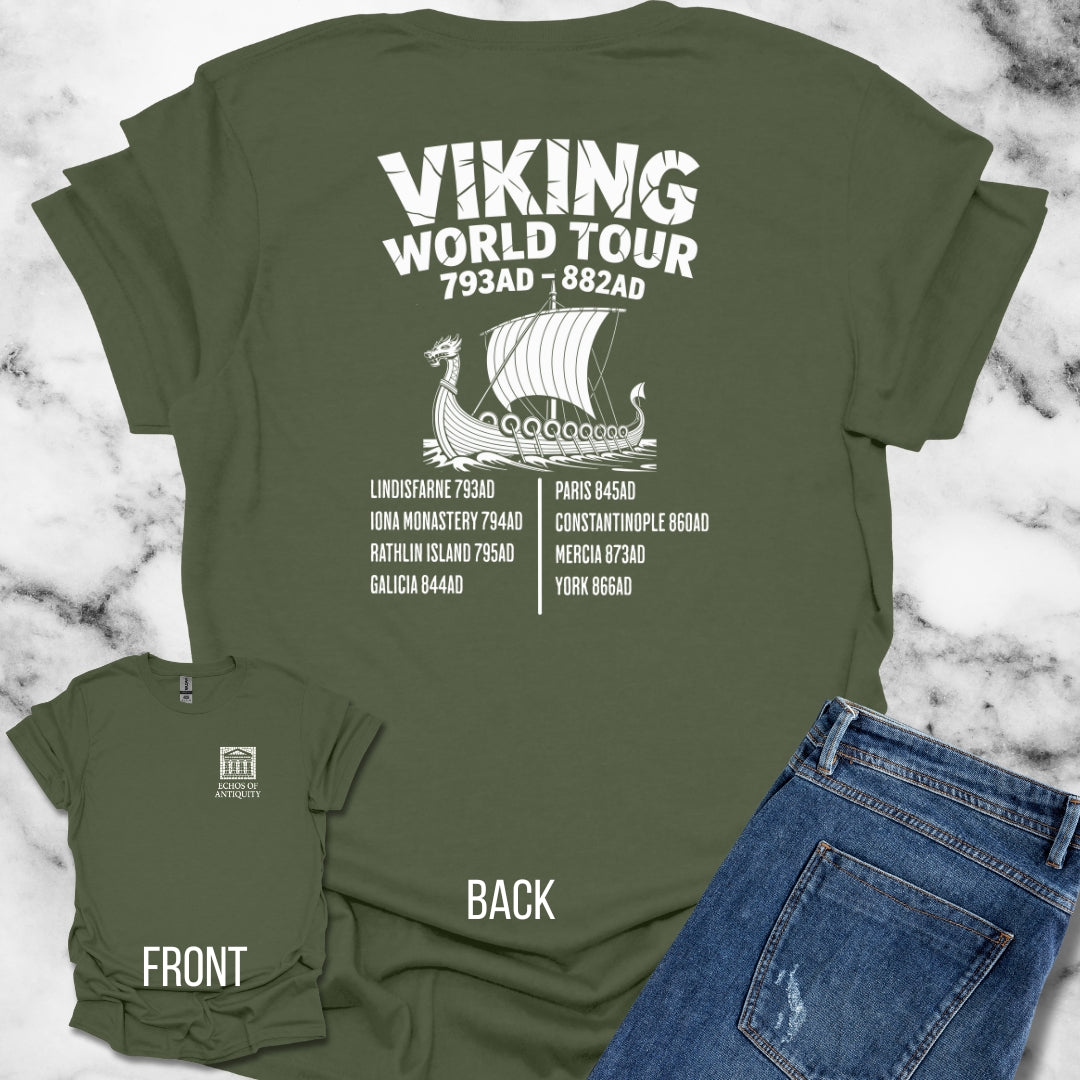 Urban Backwoods Viking World Tour T-Shirt Uomo – Premium Heavy, Cotone, Taglie S-XXXXXL