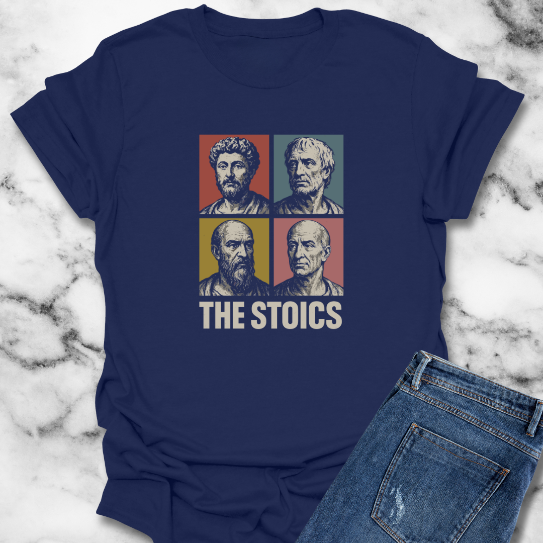 Pop Art Stoics Marcus Aurelius, Epictetus, Seneca, Cato the Younger T-Shirt