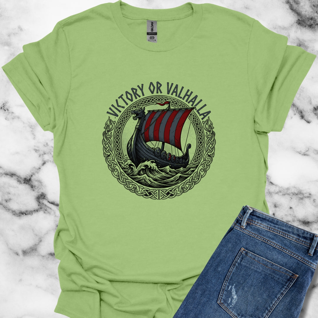 Victory or Valhalla Viking Longship Lightweight T-Shirt