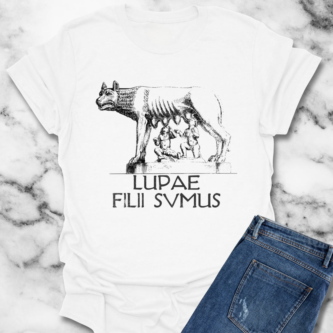 She Wolf Romulus Remus Lupae Filii Sumus T-Shirt
