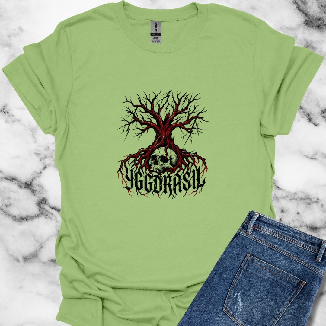 Yggdrasil Tree with Skull Unisex Lightweight T-Shirt